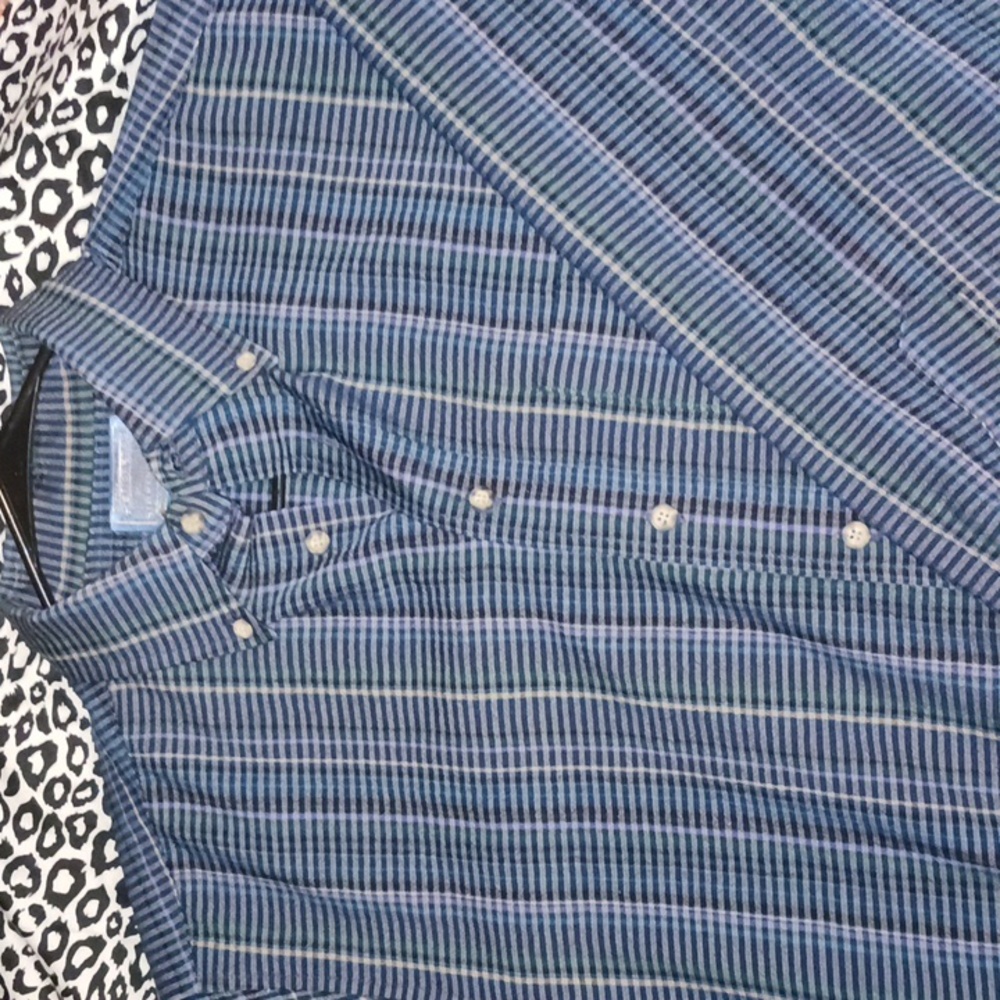 Men's Blue Striped Dress Shirt - Classic Button-Down